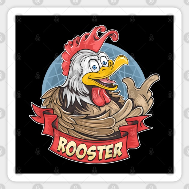 cute smiling rooster Sticker by Mako Design 